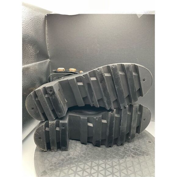 Chelsea Boots Black with Block Heel & Bedazzled Gem Cuff Size 9 Chunky Blingy - Picture 8 of 13